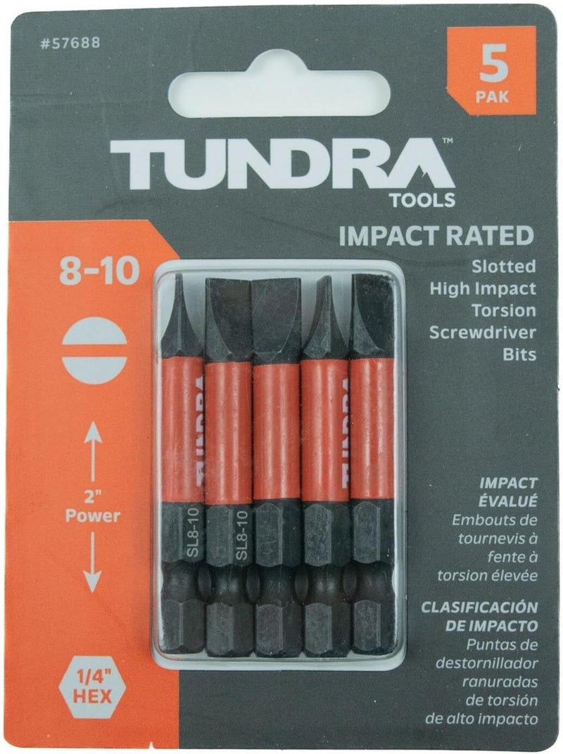 Tundra Tools #8-10 Impact Screwdriving Slotted Bits, 5 pack, impact rated for impact drivers - Image 5